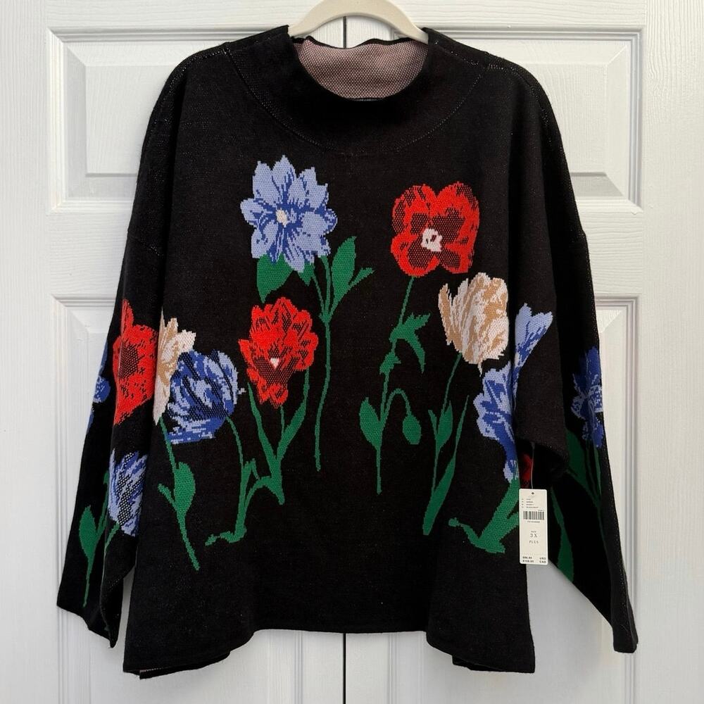 Anthropologie Maeve Carys Mock Neck Sweater Floral Print NWT 3X Plus - Picture 4 of 8
